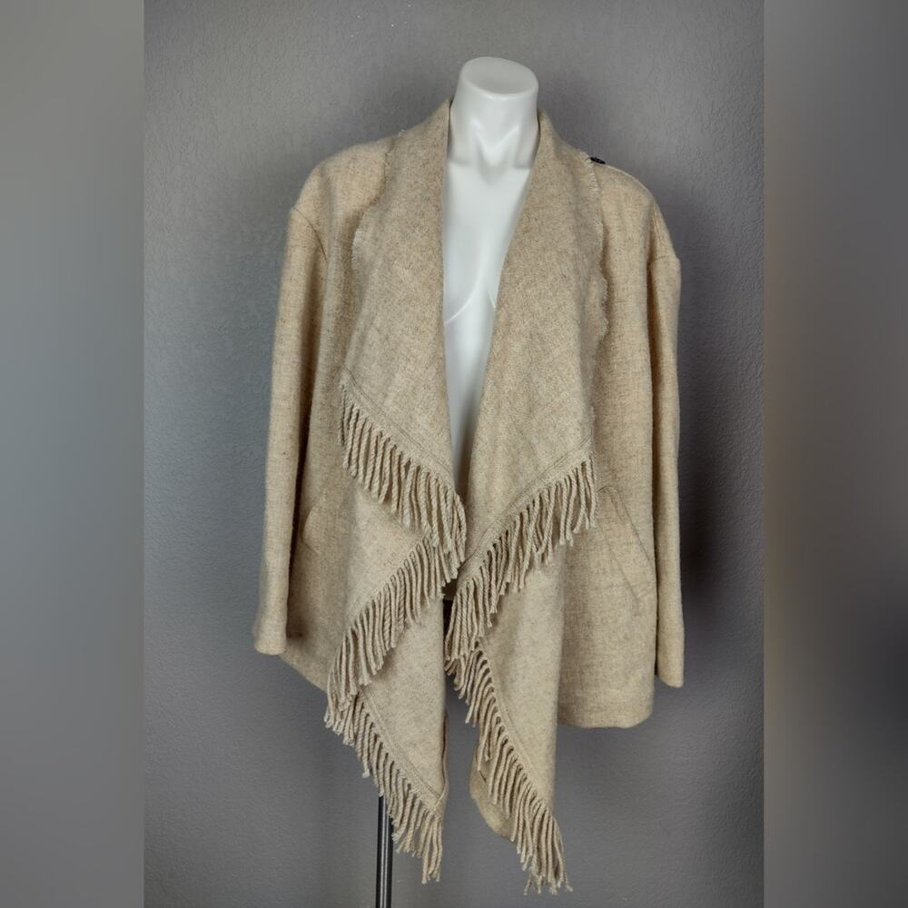 ISABEL MARANT ÉTOILE Fleminigli Fringed Felt Blanket Wool Blend Jacket Size 38 - Picture 2 of 16